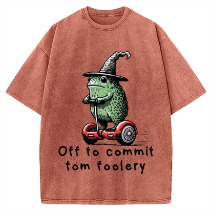 Frog Riding A Balance Scooter Vintage Washed T-shirt