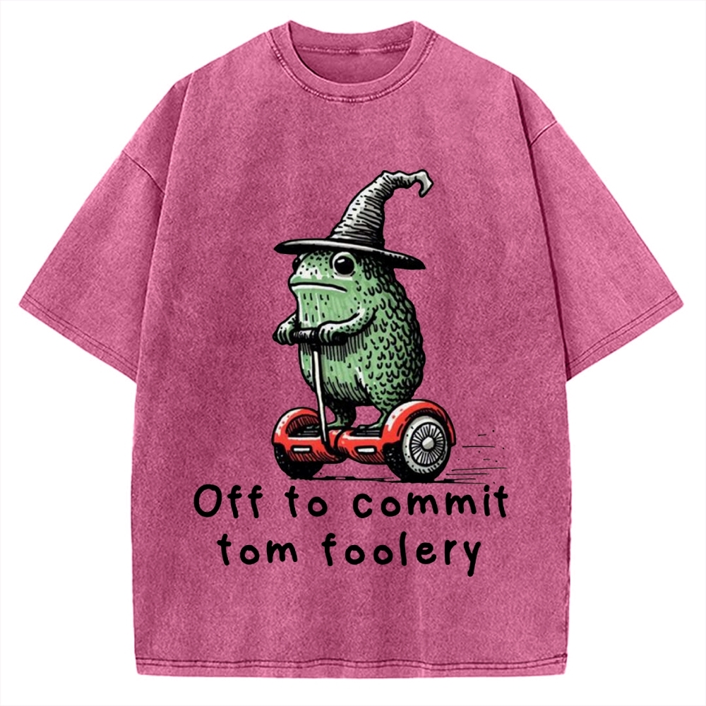 Frog Riding A Balance Scooter Vintage Washed T-shirt