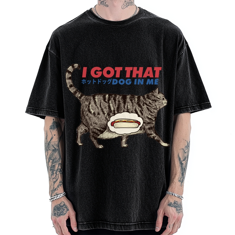 I got that dog in me retro , funny cat , cat lover Vintage Washed T-shirt