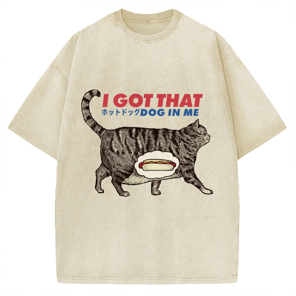 I got that dog in me retro , funny cat , cat lover Vintage Washed T-shirt