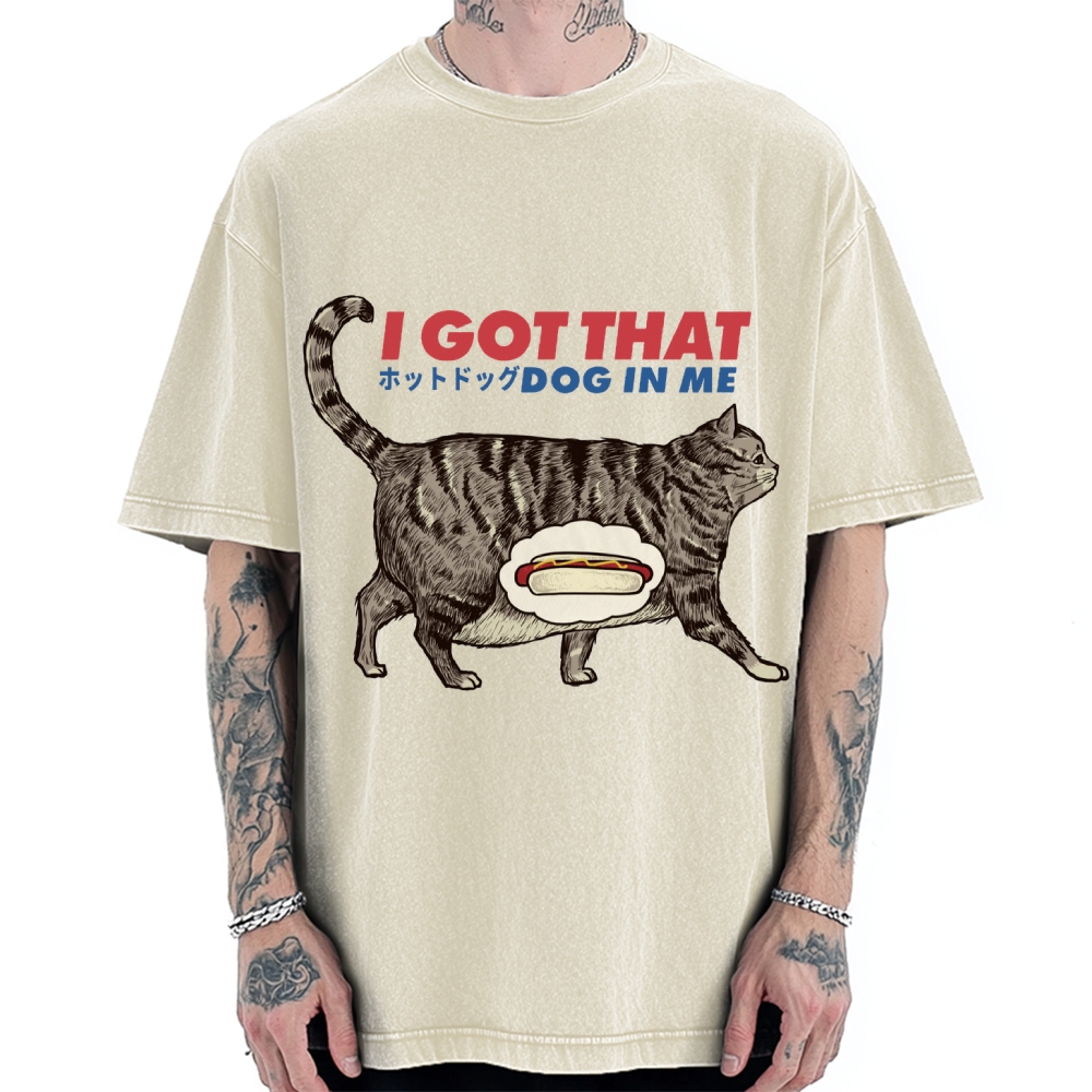 I got that dog in me retro , funny cat , cat lover Vintage Washed T-shirt