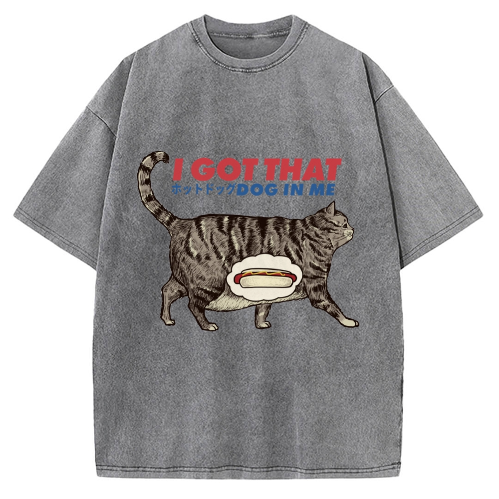 I got that dog in me retro , funny cat , cat lover Vintage Washed T-shirt