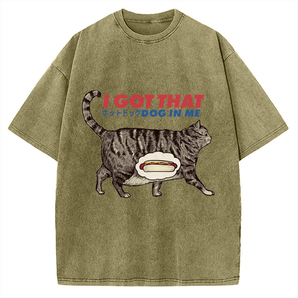 I got that dog in me retro , funny cat , cat lover Vintage Washed T-shirt