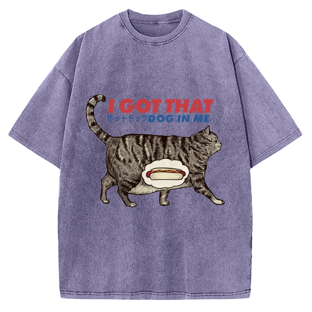 I got that dog in me retro , funny cat , cat lover Vintage Washed T-shirt
