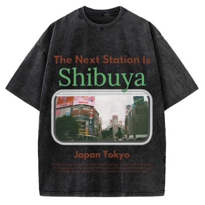 Japan Tokyo Shibuya 90s Japanese retro aesthetics Vintage Washed T-shirt