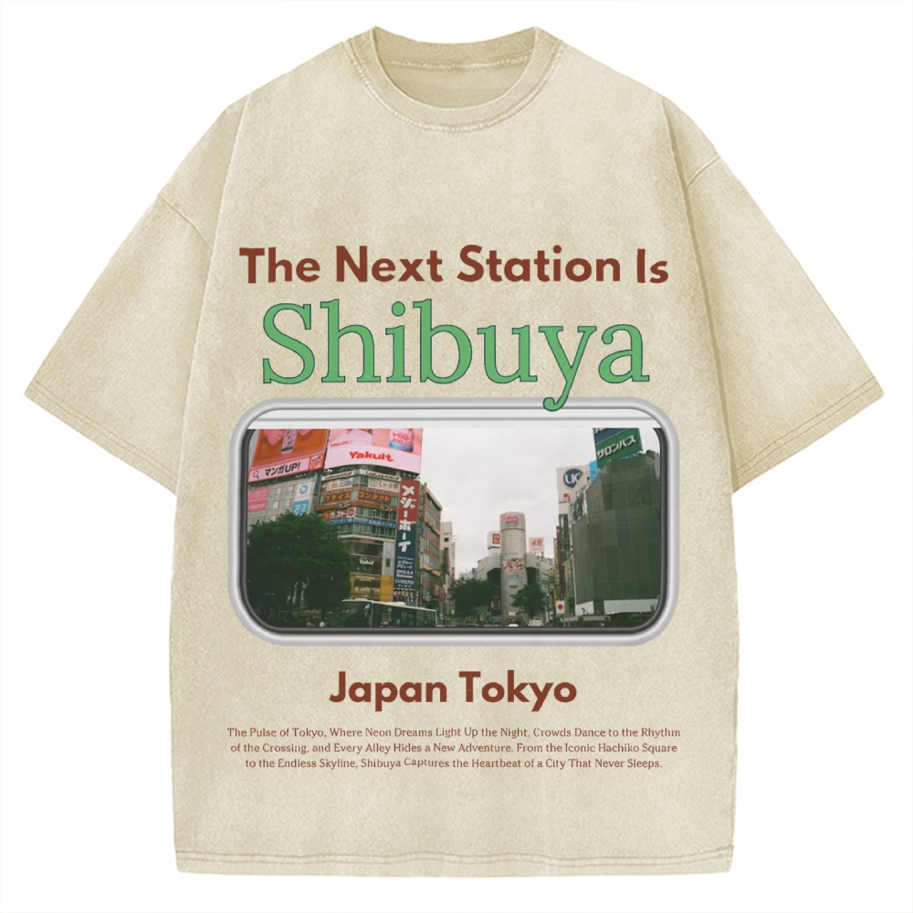 Japan Tokyo Shibuya 90s Japanese retro aesthetics Vintage Washed T-shirt