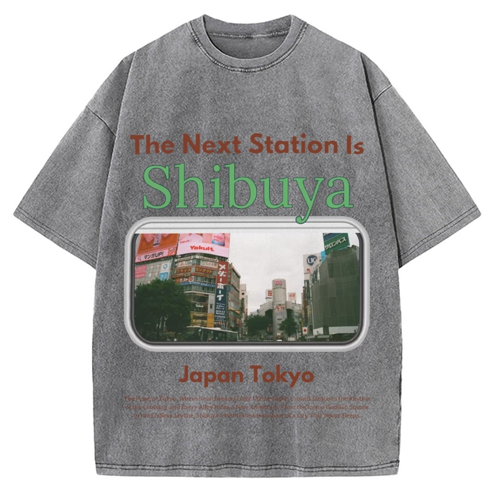 Japan Tokyo Shibuya 90s Japanese retro aesthetics Vintage Washed T-shirt