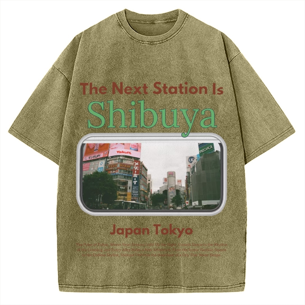 Japan Tokyo Shibuya 90s Japanese retro aesthetics Vintage Washed T-shirt