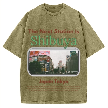 Japan Tokyo Shibuya 90s Japanese retro aesthetics Vintage Washed T-shirt