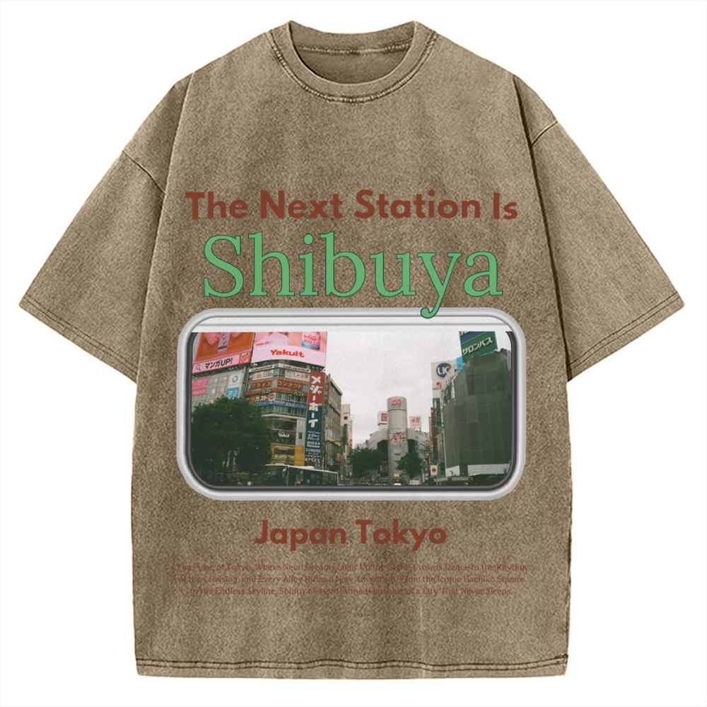 Japan Tokyo Shibuya 90s Japanese retro aesthetics Vintage Washed T-shirt