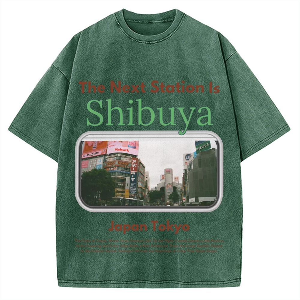Japan Tokyo Shibuya 90s Japanese retro aesthetics Vintage Washed T-shirt