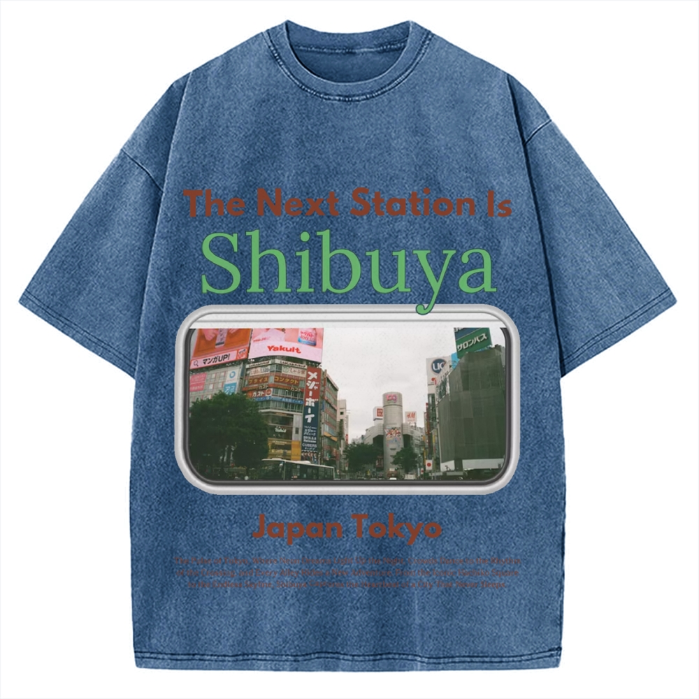 Japan Tokyo Shibuya 90s Japanese retro aesthetics Vintage Washed T-shirt