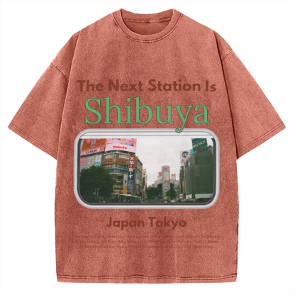 Japan Tokyo Shibuya 90s Japanese retro aesthetics Vintage Washed T-shirt