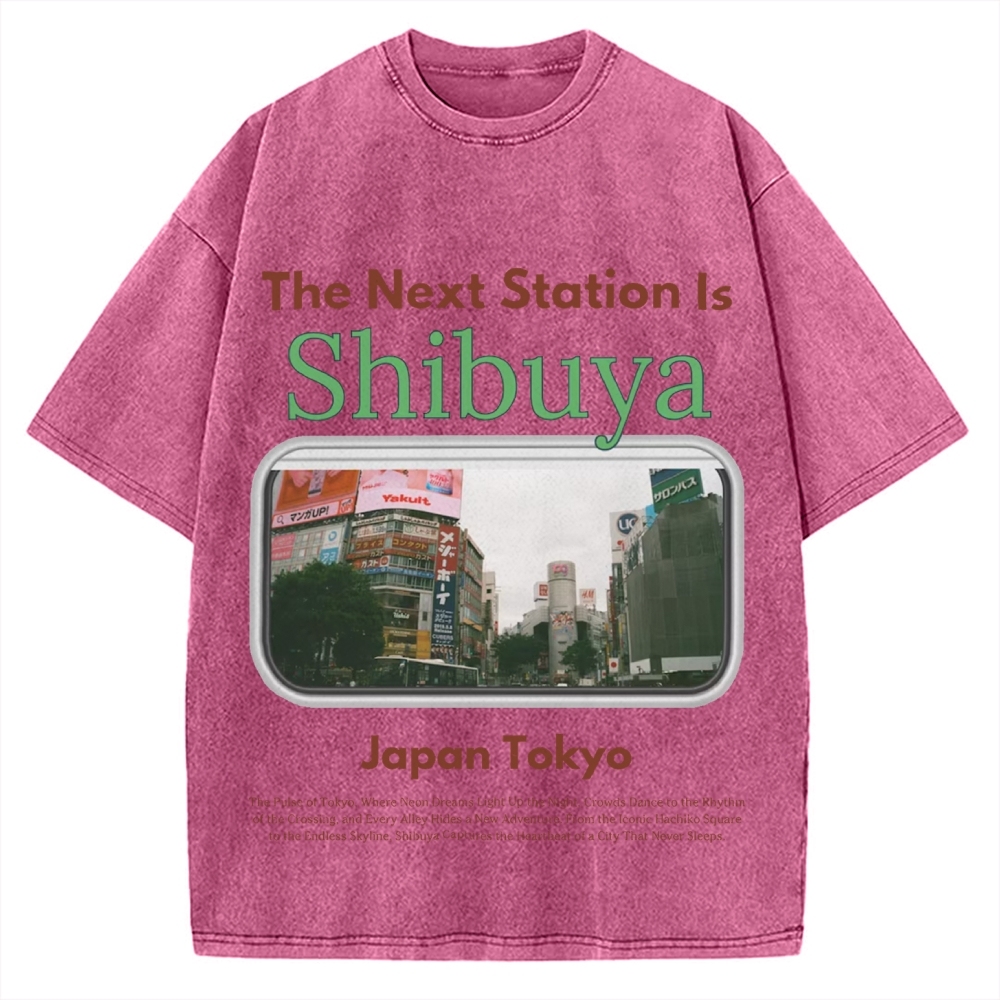 Japan Tokyo Shibuya 90s Japanese retro aesthetics Vintage Washed T-shirt