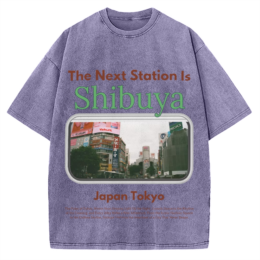 Japan Tokyo Shibuya 90s Japanese retro aesthetics Vintage Washed T-shirt