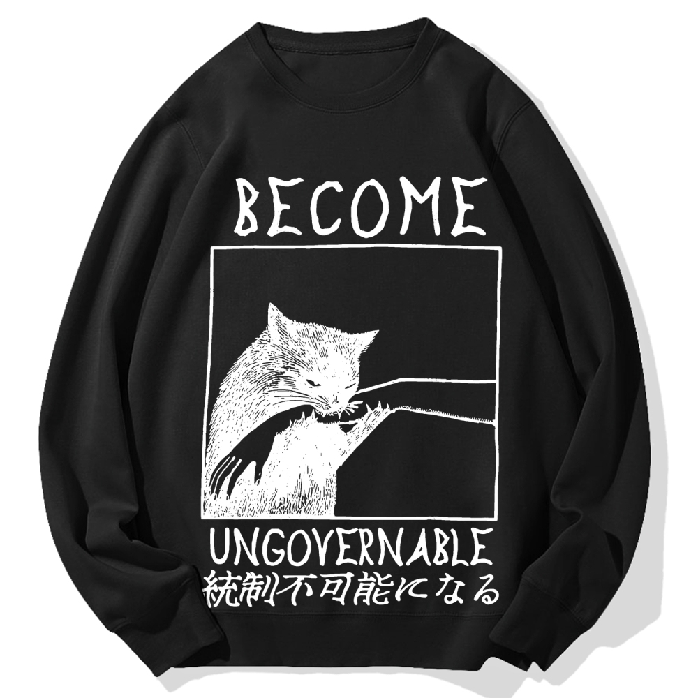 Become Ungovernable Cat Biting Arm Cotton Sweatshirt