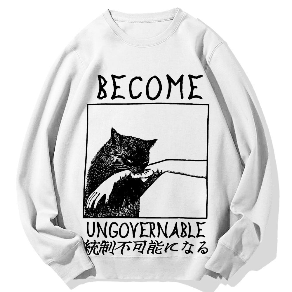 Become Ungovernable Cat Biting Arm Cotton Sweatshirt