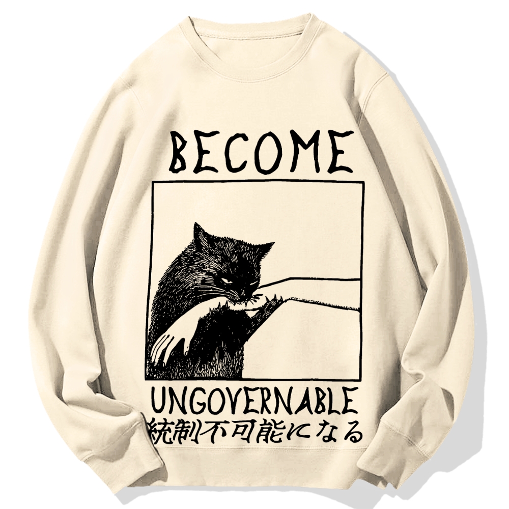 Become Ungovernable Cat Biting Arm Cotton Sweatshirt