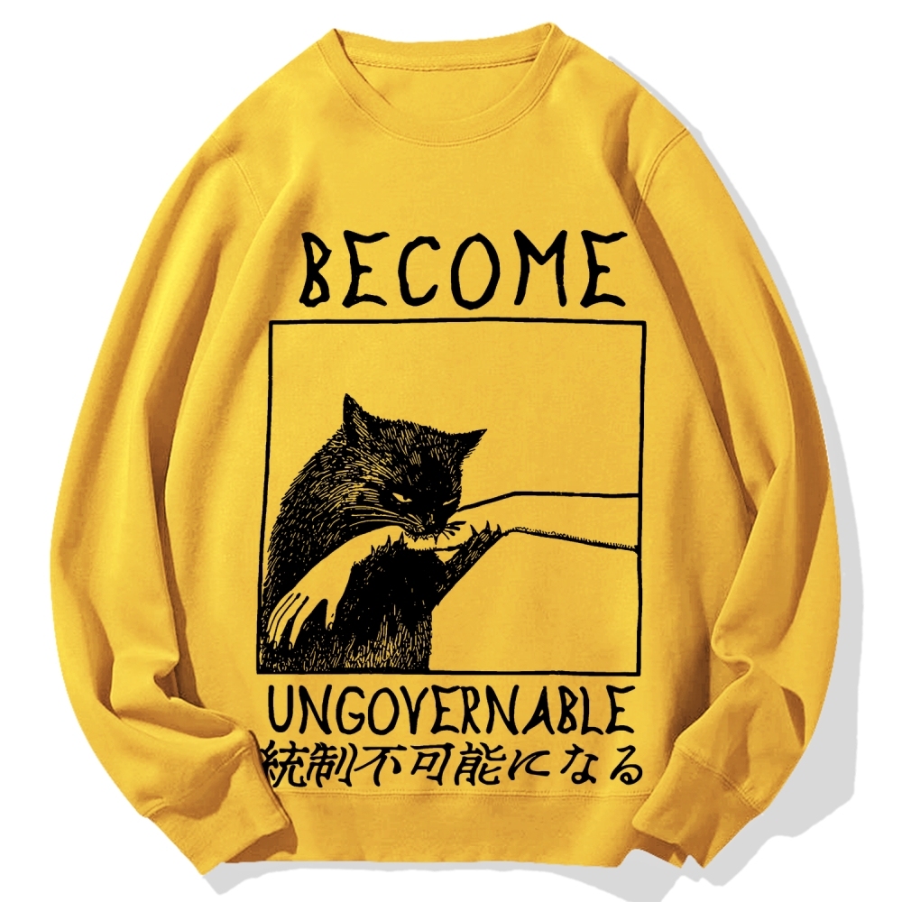 Become Ungovernable Cat Biting Arm Cotton Sweatshirt
