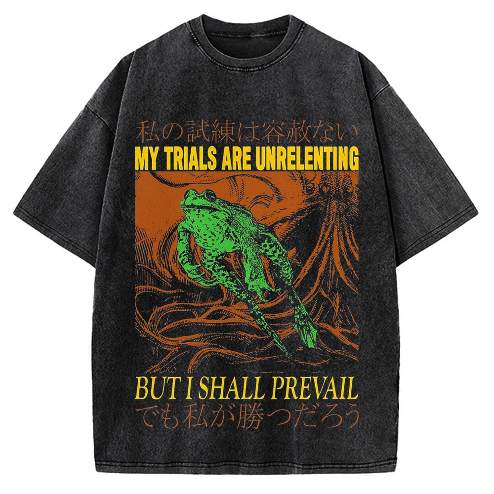 My Trials Are Unrelenting Frog Horror Vintage Washed T-shirt