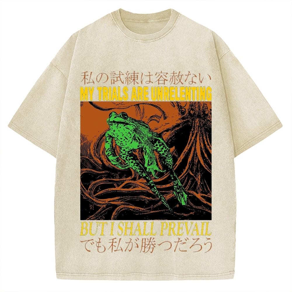 My Trials Are Unrelenting Frog Horror Vintage Washed T-shirt