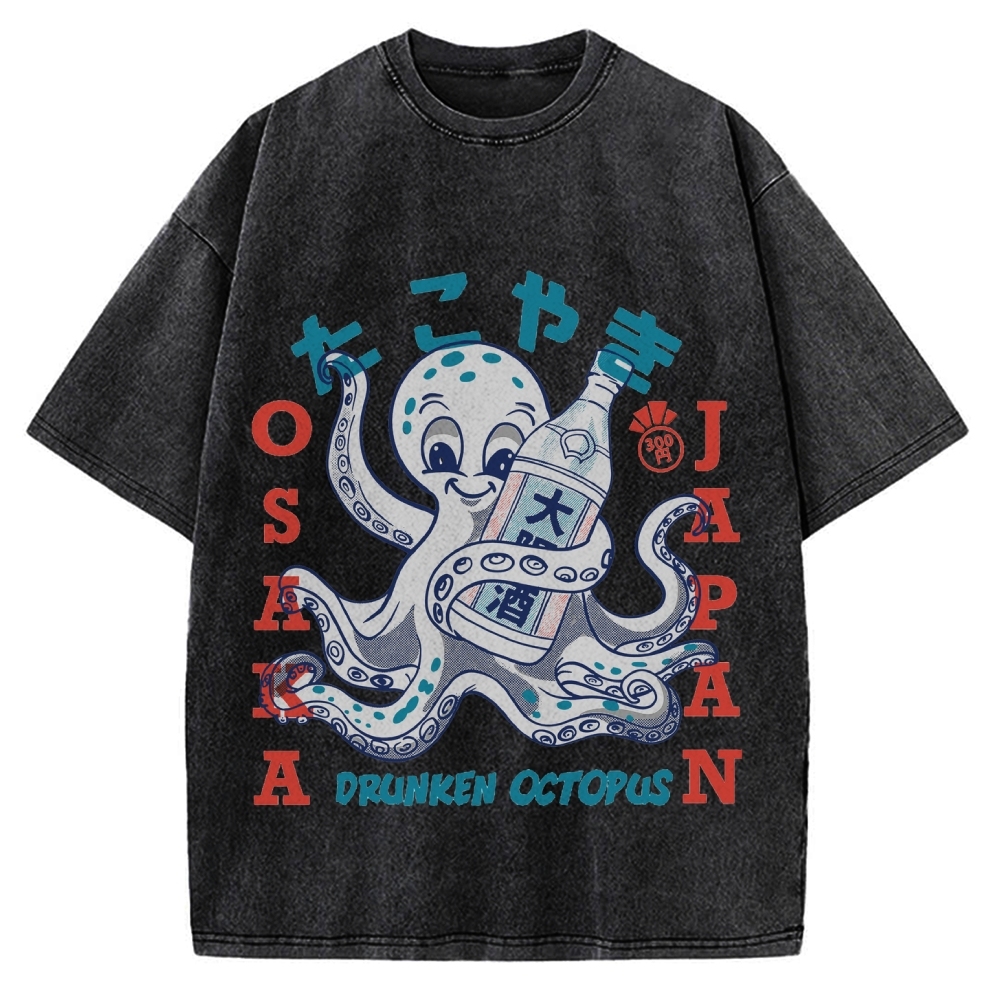 Drunken Octopus Takoyaki Vintage Washed T-shirt