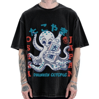 Drunken Octopus Takoyaki Vintage Washed T-shirt