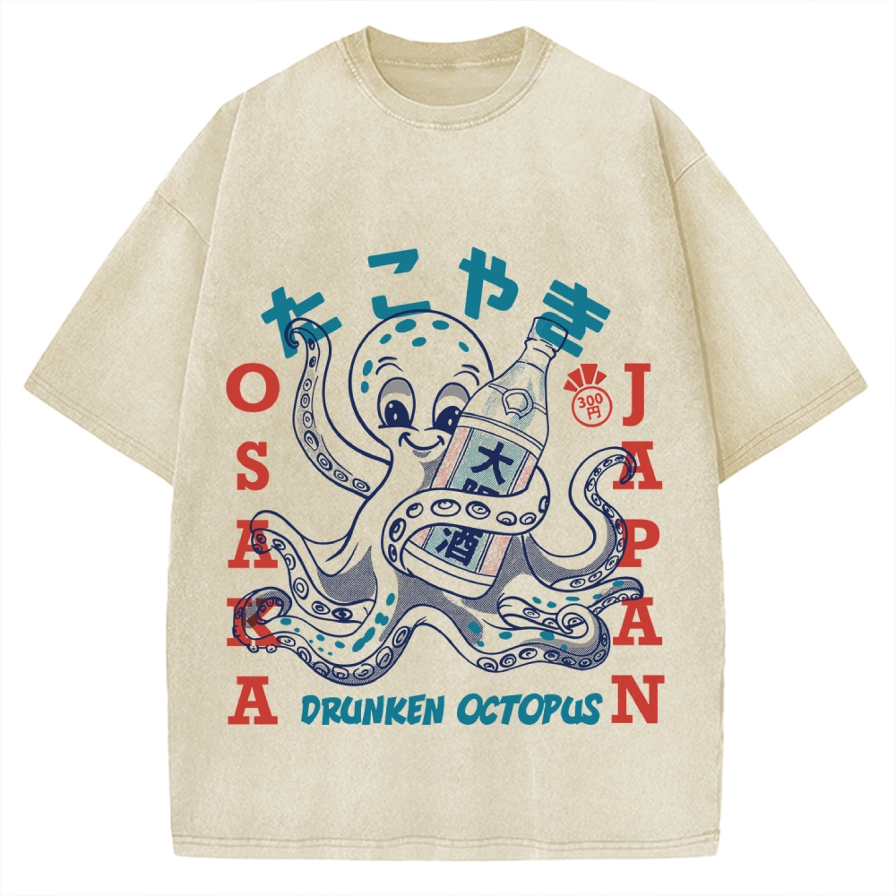 Drunken Octopus Takoyaki Vintage Washed T-shirt