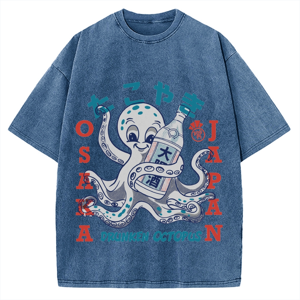 Drunken Octopus Takoyaki Vintage Washed T-shirt