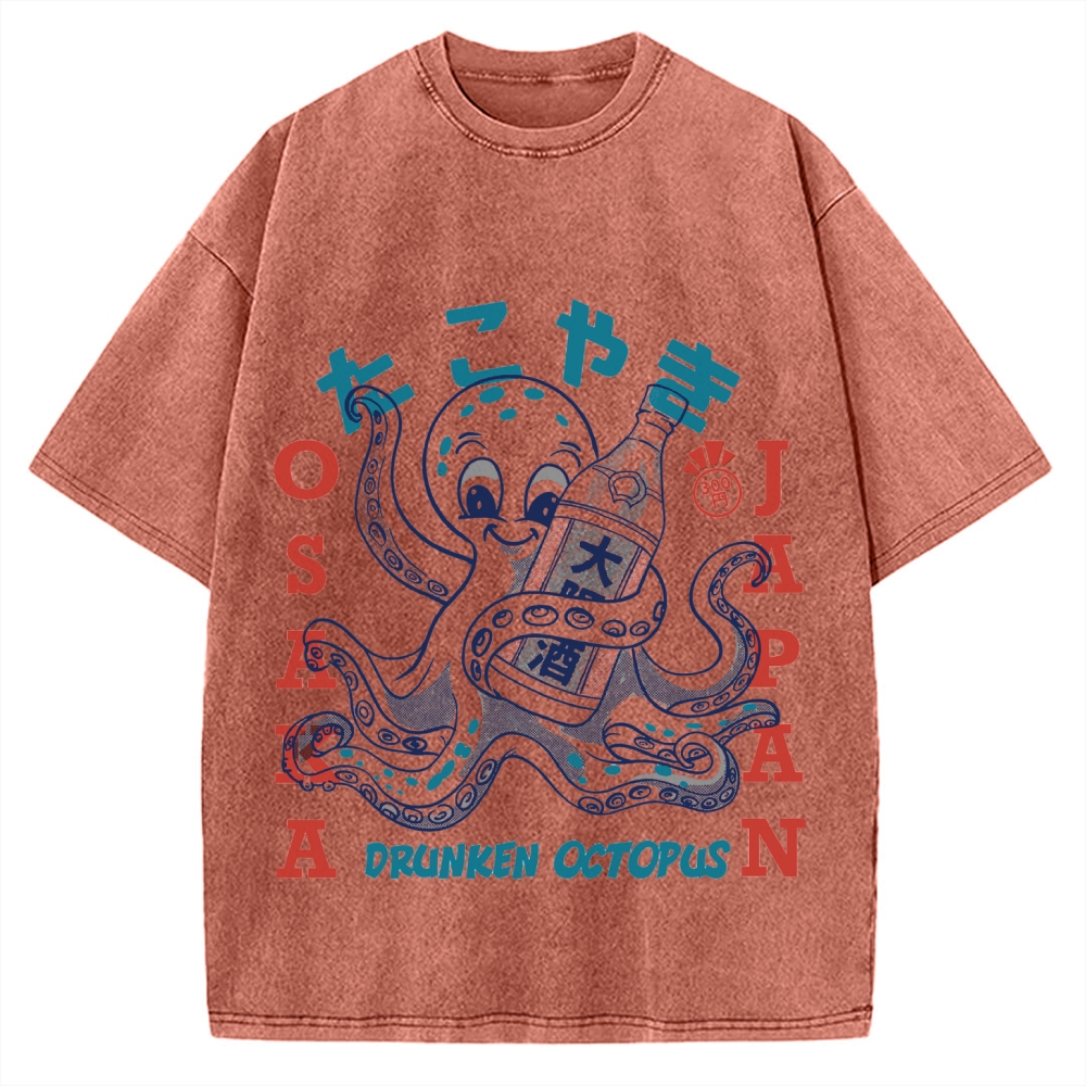 Drunken Octopus Takoyaki Vintage Washed T-shirt