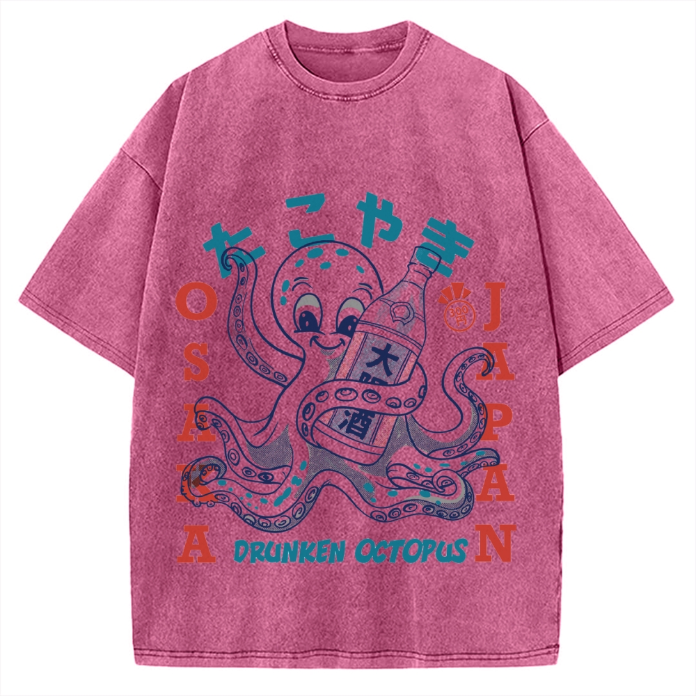 Drunken Octopus Takoyaki Vintage Washed T-shirt