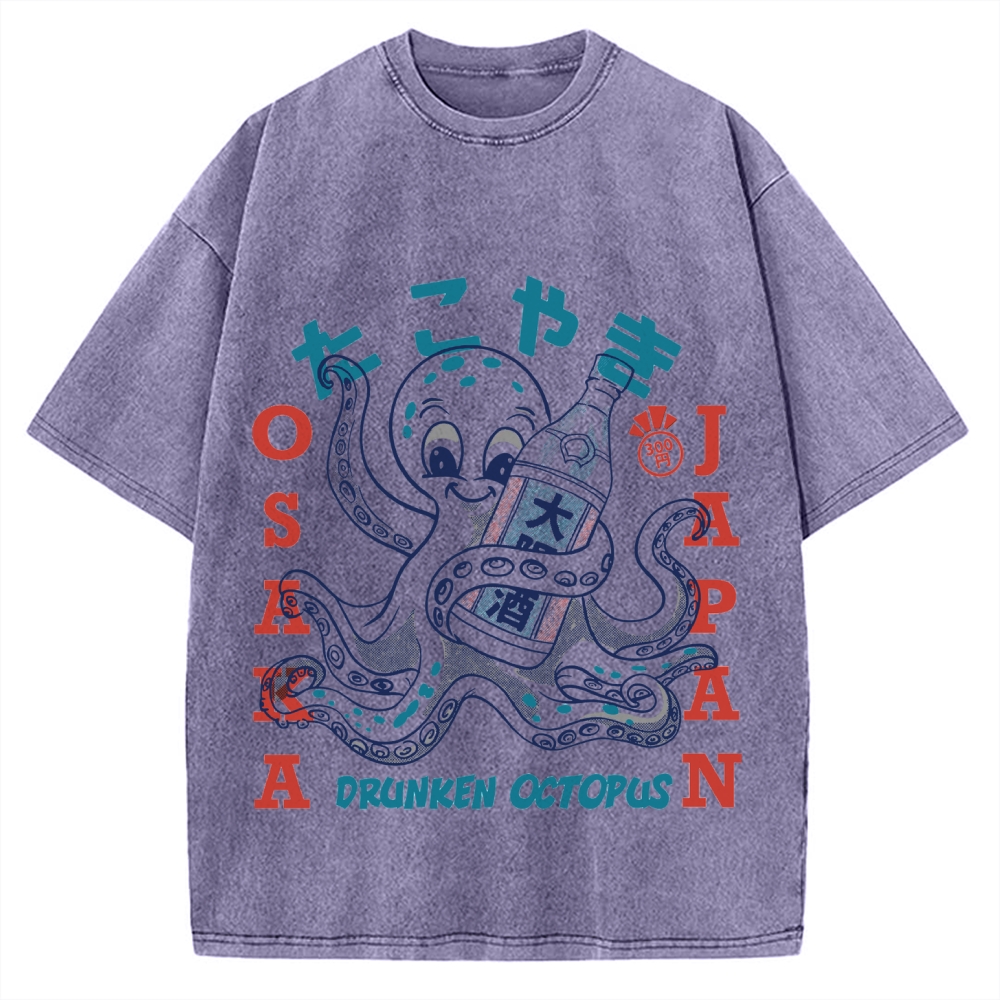 Drunken Octopus Takoyaki Vintage Washed T-shirt