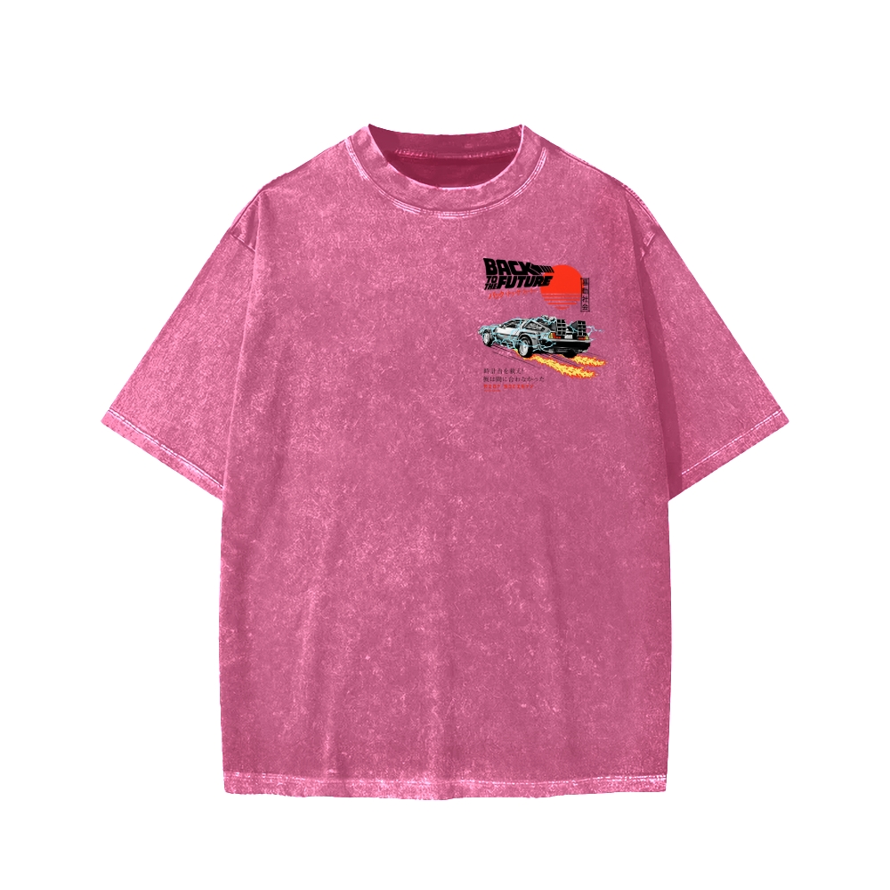 Back To The Future Front And Back Printing Washed T-shirt