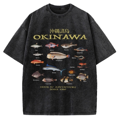 Okinawa Ocean Fish Vintage Washed T-shirt