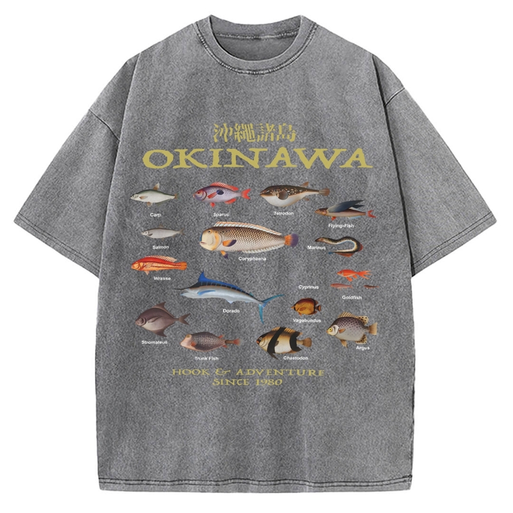 Okinawa Ocean Fish Vintage Washed T-shirt