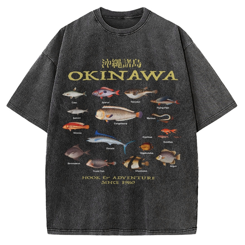 Okinawa Ocean Fish Vintage Washed T-shirt