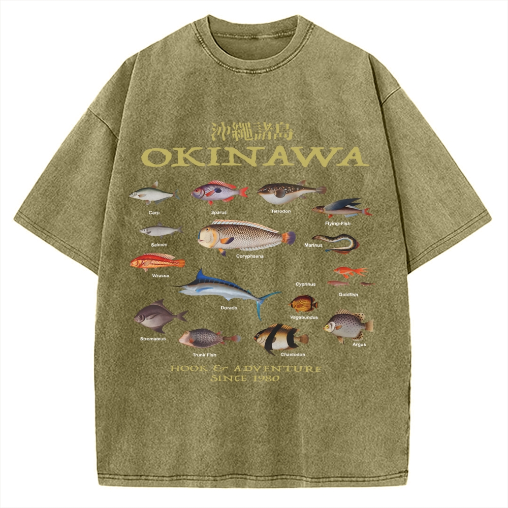 Okinawa Ocean Fish Vintage Washed T-shirt