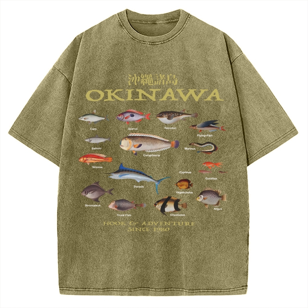 Okinawa Ocean Fish Vintage Washed T-shirt