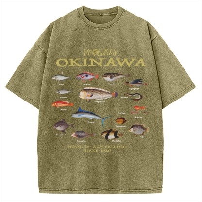 Okinawa Ocean Fish Vintage Washed T-shirt
