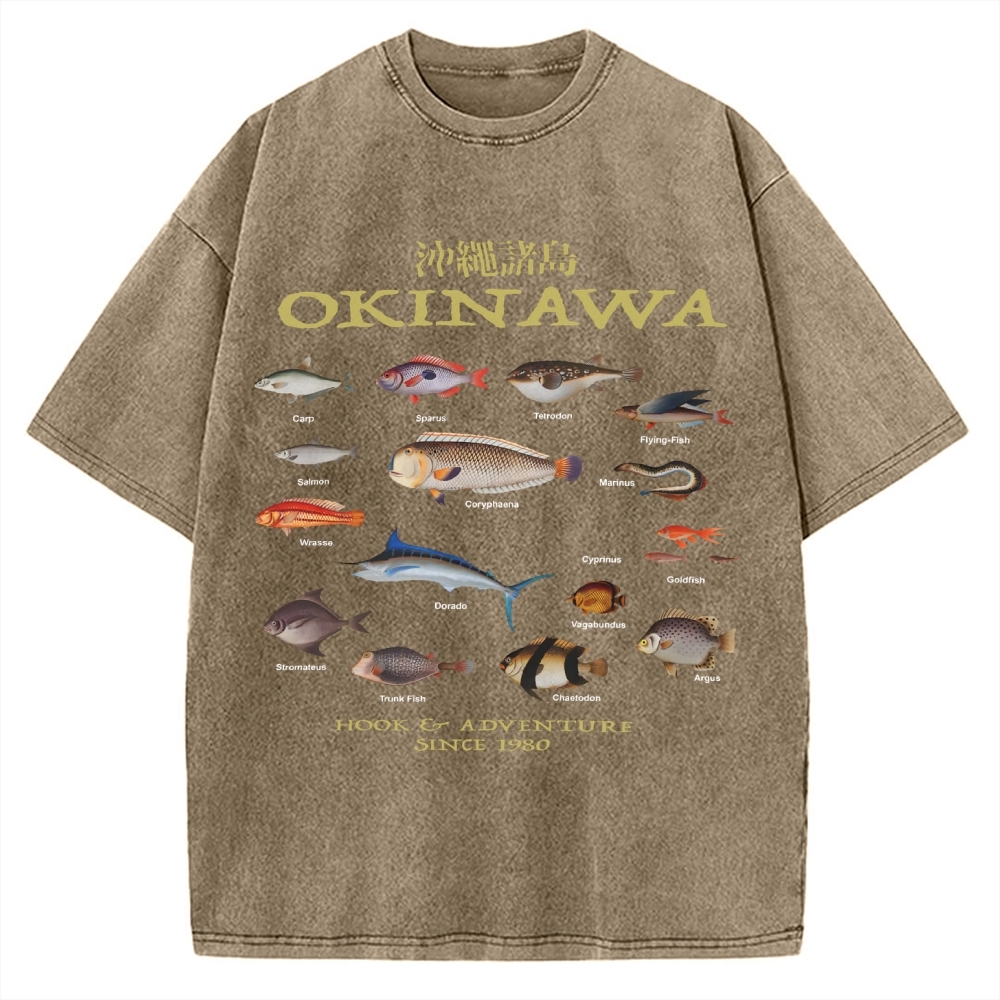 Okinawa Ocean Fish Vintage Washed T-shirt