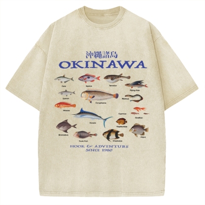 Okinawa Ocean Fish Vintage Washed T-shirt