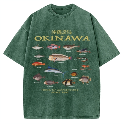 Okinawa Ocean Fish Vintage Washed T-shirt