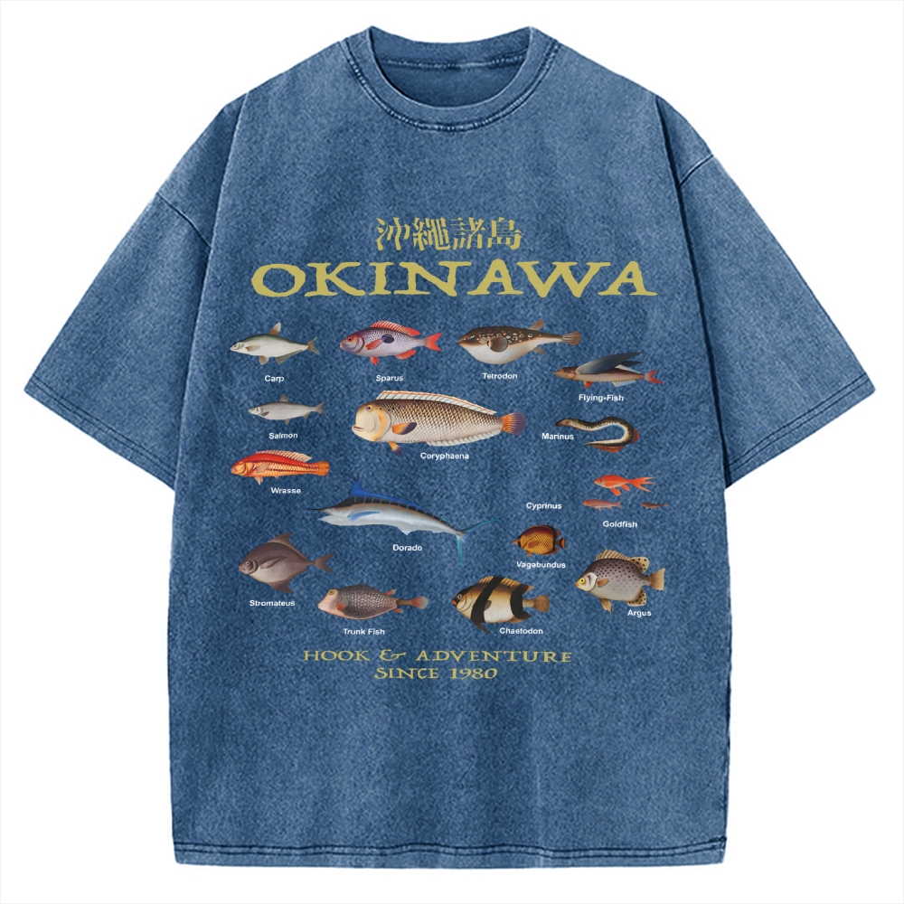 Okinawa Ocean Fish Vintage Washed T-shirt