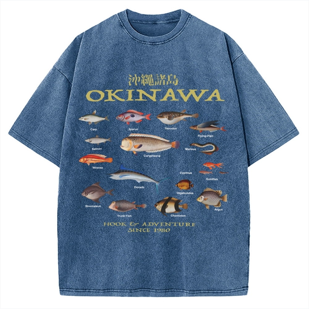 Okinawa Ocean Fish Vintage Washed T-shirt