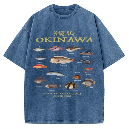 Okinawa Ocean Fish Vintage Washed T-shirt