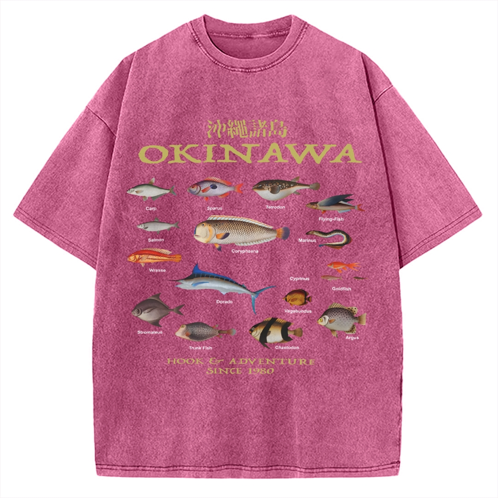 Okinawa Ocean Fish Vintage Washed T-shirt