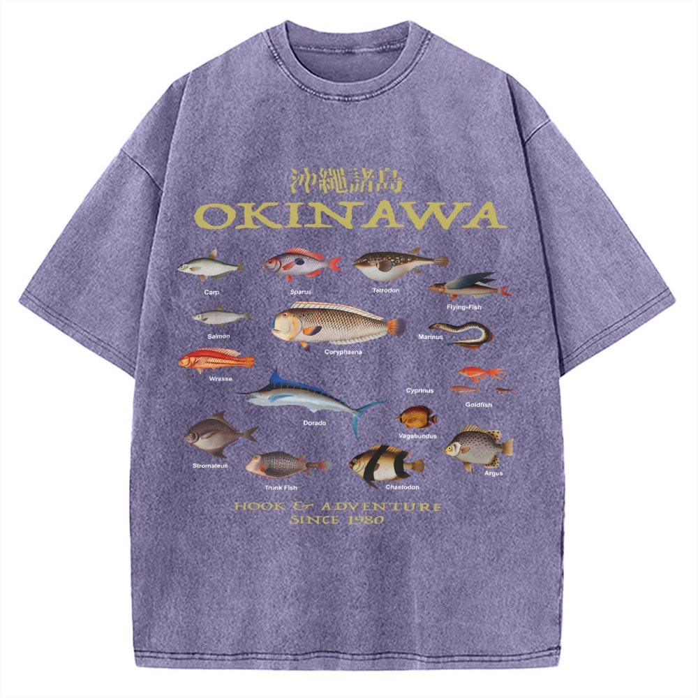 Okinawa Ocean Fish Vintage Washed T-shirt