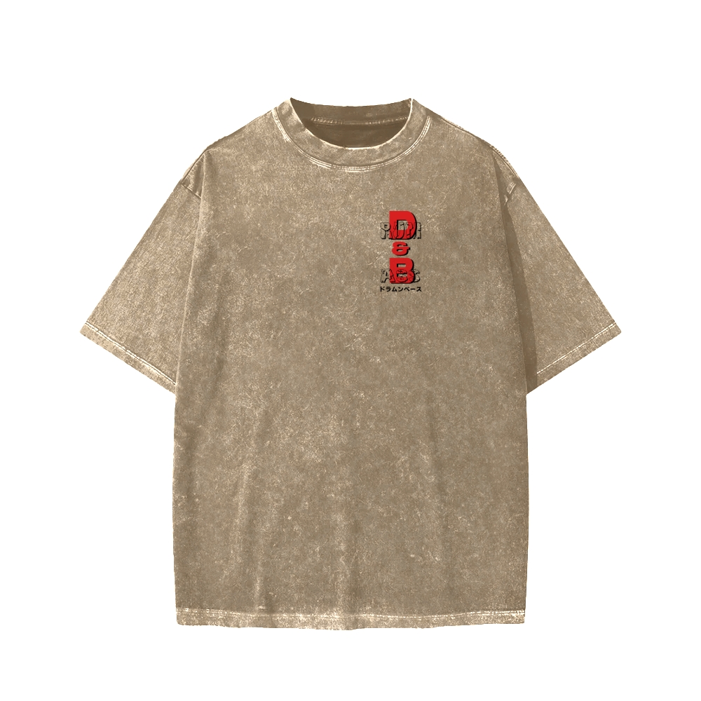 Drum And Bass Front And Back Printing Washed T-shirt