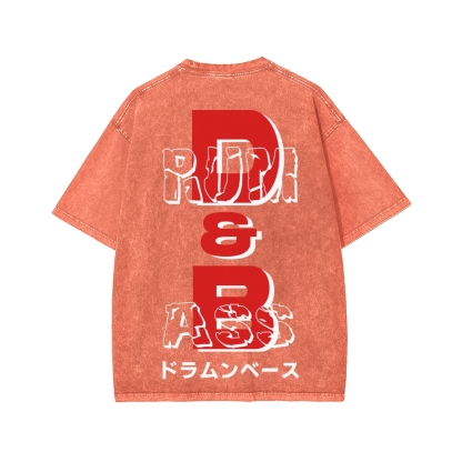 Drum And Bass Front And Back Printing Washed T-shirt