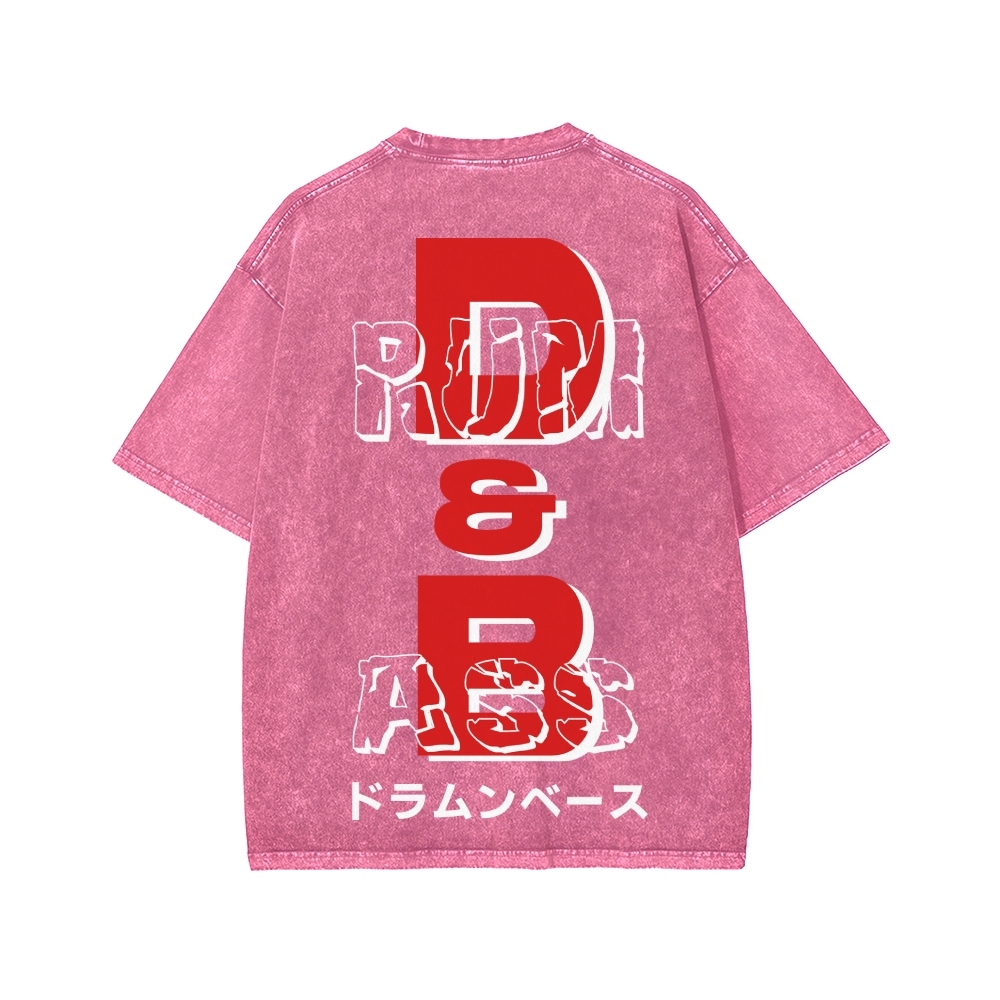 Drum And Bass Front And Back Printing Washed T-shirt